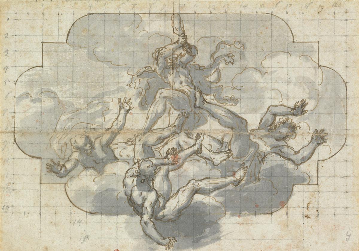 NORTH ITALIAN SCHOOL, LATE 17TH/ EARLY 18TH CENTURY Study for a Ceiling Design with an Allegory of Hercules.